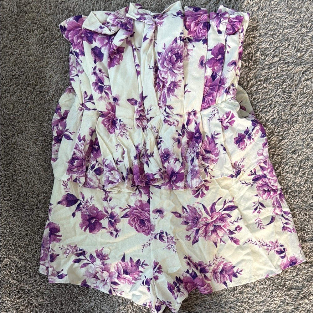 DO+BE Purple and White Floral Romper